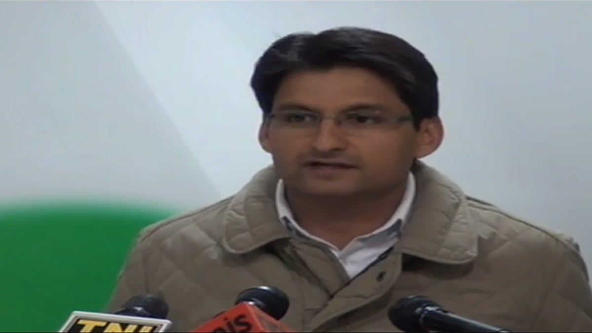 Deepender S Hooda, Spokesperson of Indian National Congress held a press conference on Wednesday. (Photo: Youtube Screengrab)