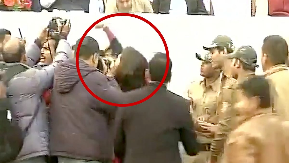 Bhavna Arora, the woman who attempted to ink Kejriwal during the event. (Photo: ANI, altered by <b>The Quint</b>)