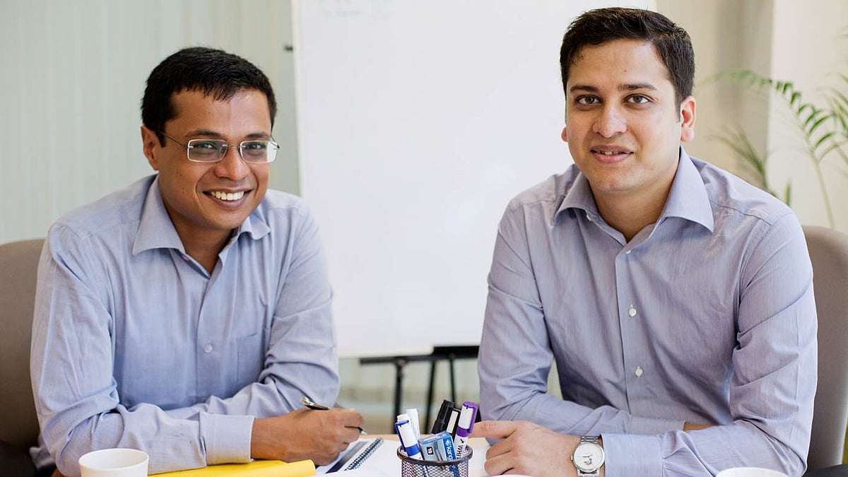 Flipkart co-founders Sachin Bansal (left) and Binny Bansal (right).