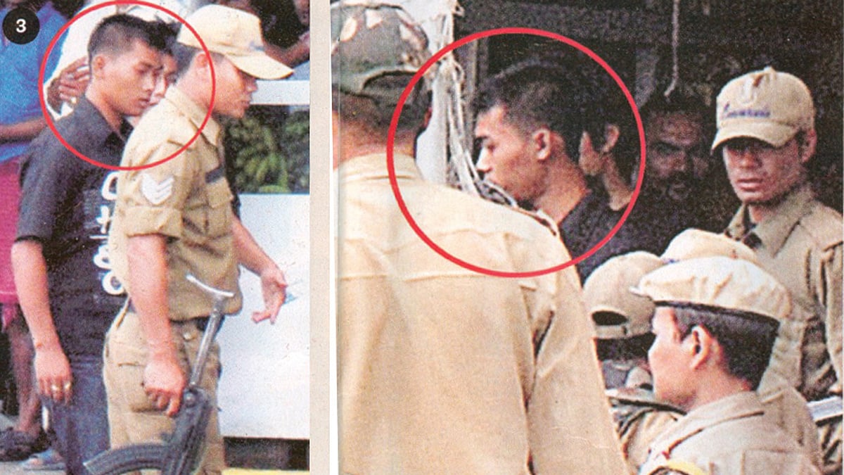 The policeman responsible for sensational daylight killing of Chungkham Sanjit Singh(marked) has confessed his deed. (Photo altered by <b>The Quint</b>)