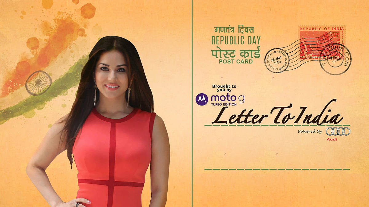 Sunny Leone wishes India a Happy Republic Day. (Photo: Hardeep Singh/<b>The Quint</b>)