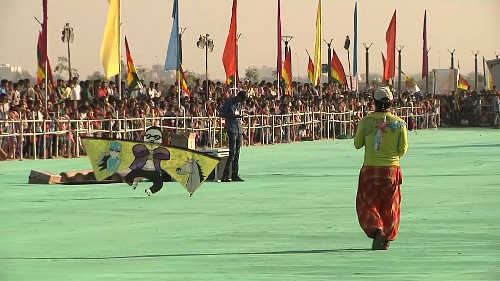 Kites of all sizes and shapes were seen at the International Kite-Flying Festival in Ahmedabad. (Photo: AP screengrab)