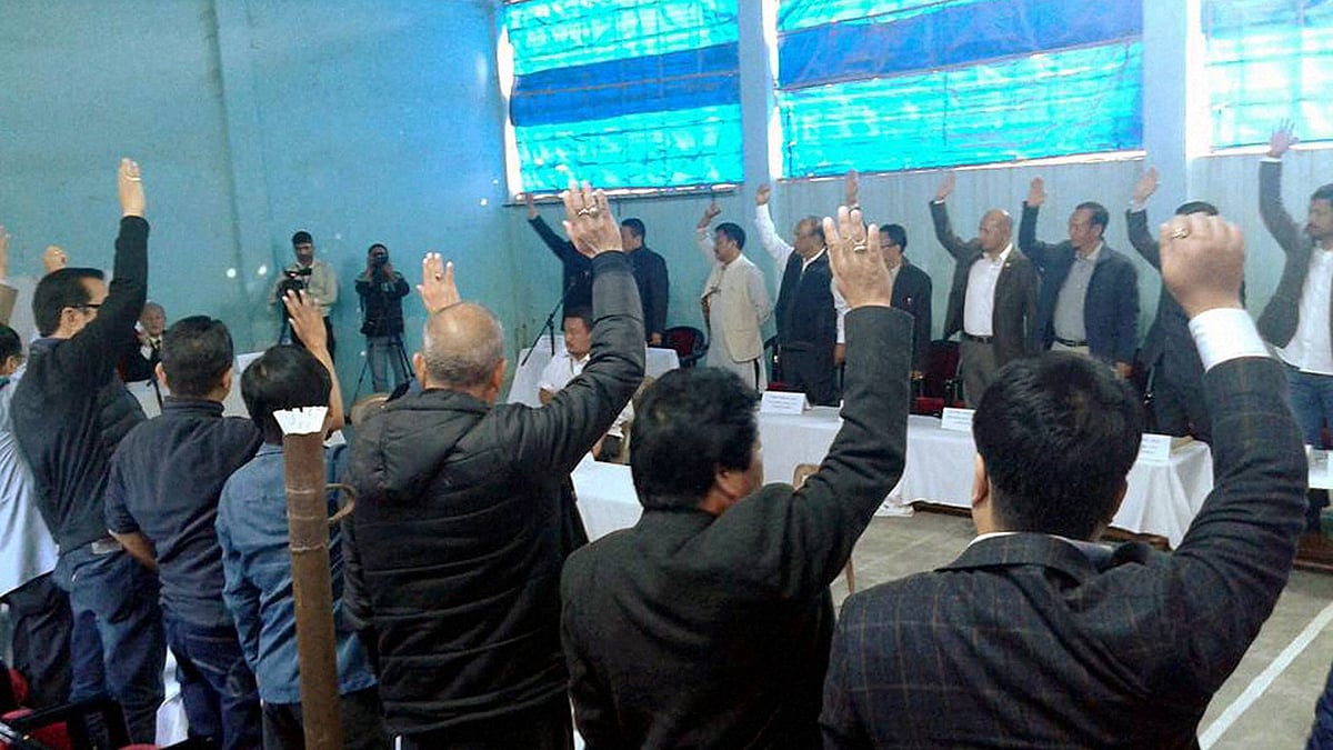 Speaker Nabam Rebia being “voted out” by 33 legislators and dissident Congressman was “elected” chief minister. (Photo: PTI)