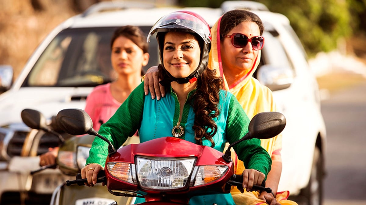 Juhi Chawla and Shabana Azmi in a scene from <i>Chalk N Duster</i>