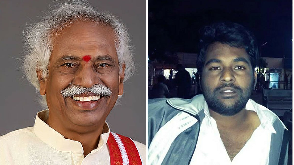 Bandaru Dattatreya (left) and deceased scholar Rohith Vemula. (Photo: <b>The Quint</b>)