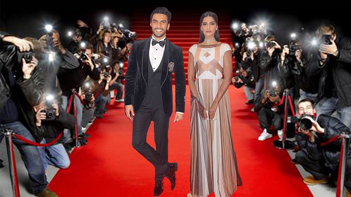 Ranveer Singh and Sonam Kapoor sizzle on the red carpet (Photo: Yogen Shah, altered by The Quint)