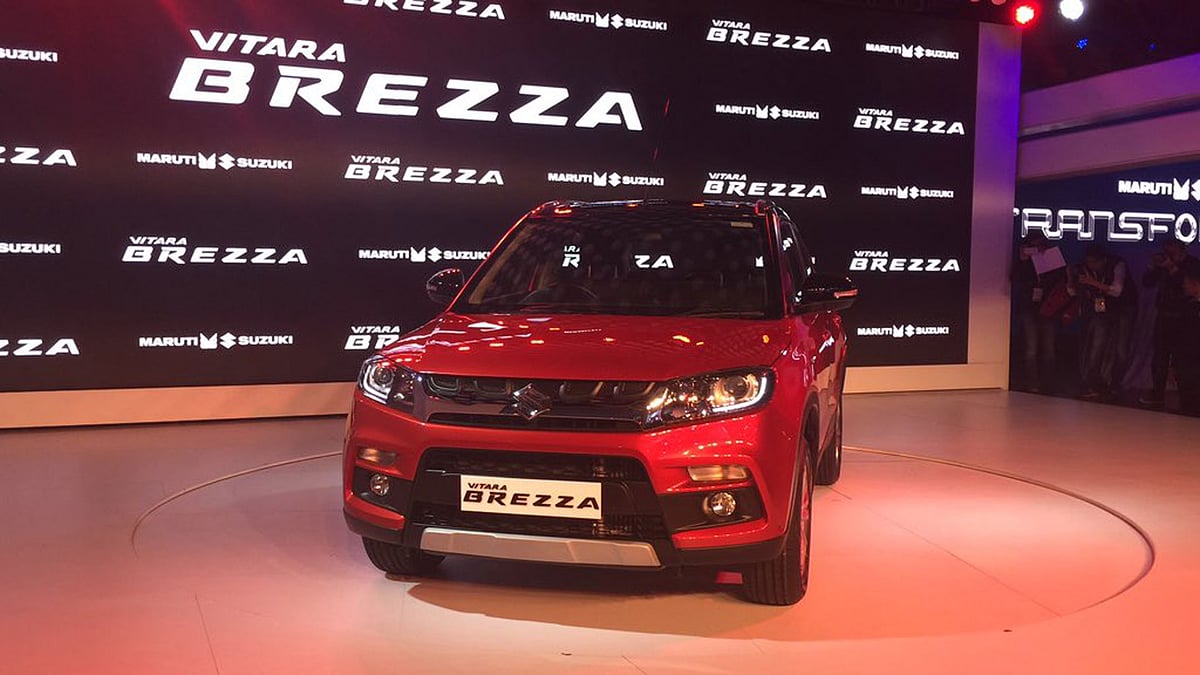 Maruti Suzuki Vitara Brezza was unveiled at the Delhi Auto Expo 2016. (Photo: <b>The Quint</b>)