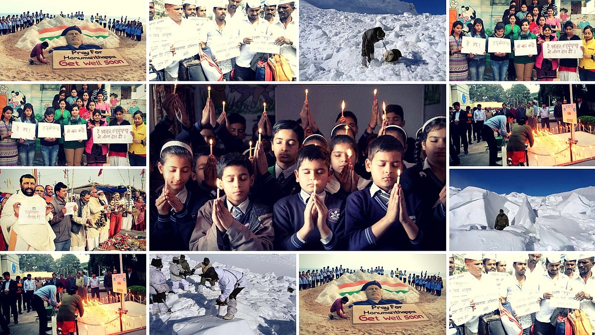 People from across the country pray for Hanumanthappa’s recovery. (Photo: <b>The Quint</b>)
