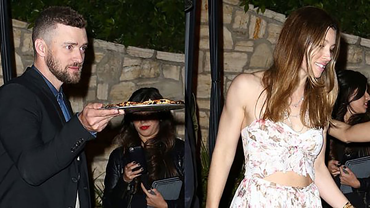 Justin Timberlake and Jessica Biel’s pizza party.&nbsp;(Photo: <a href="https://twitter.com/JustJared/status/703657240167776256">Twitter</a>)