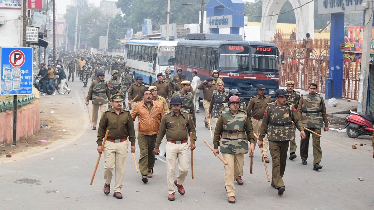 Security beefup in Rohtak in the wake off Jats demonstration on Feb 19, 2016. (Photo: IANS)