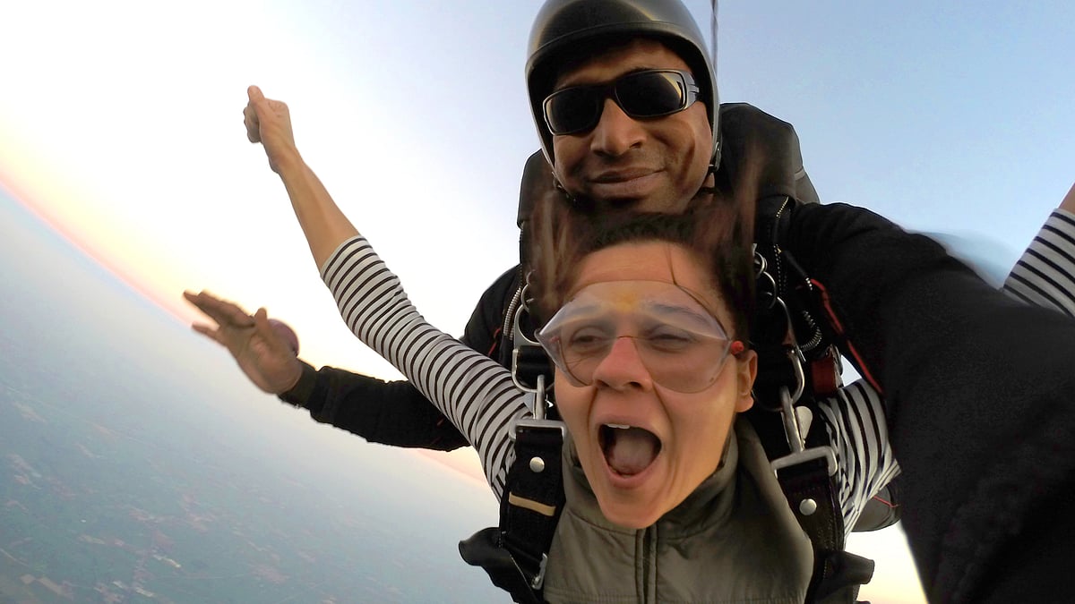 The tandem jump is actually all fun and no work! (Photo Courtesy: Skyhigh India)