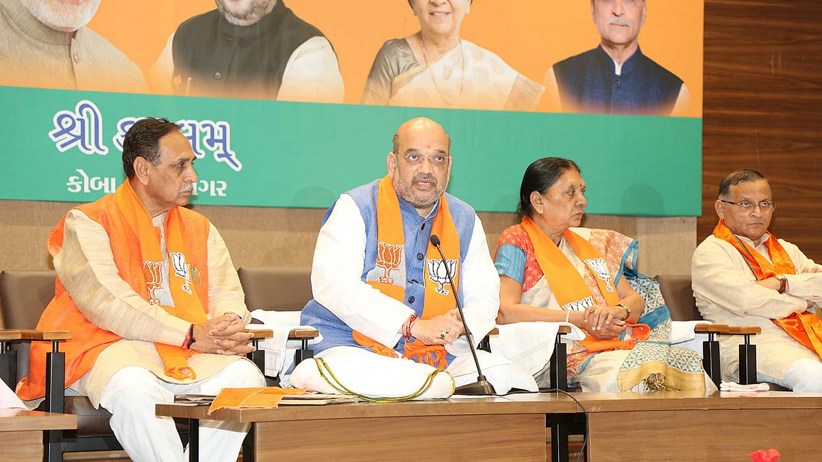 Gujarat BJP President Vijay Rupani and BJP President Amit Shah. 