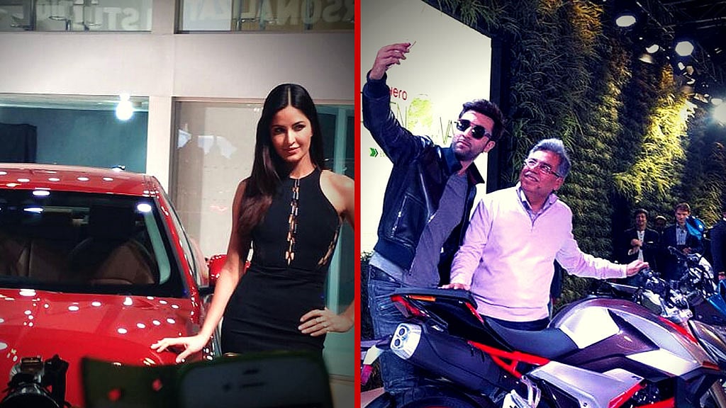 Bollywood’s star couple Katrina Kaif and Ranbir Kapoor, who are now rumoured to have split, were seen at different stalls at the Delhi Auto Expo 2016. (Photo: <b>The Quint</b>)