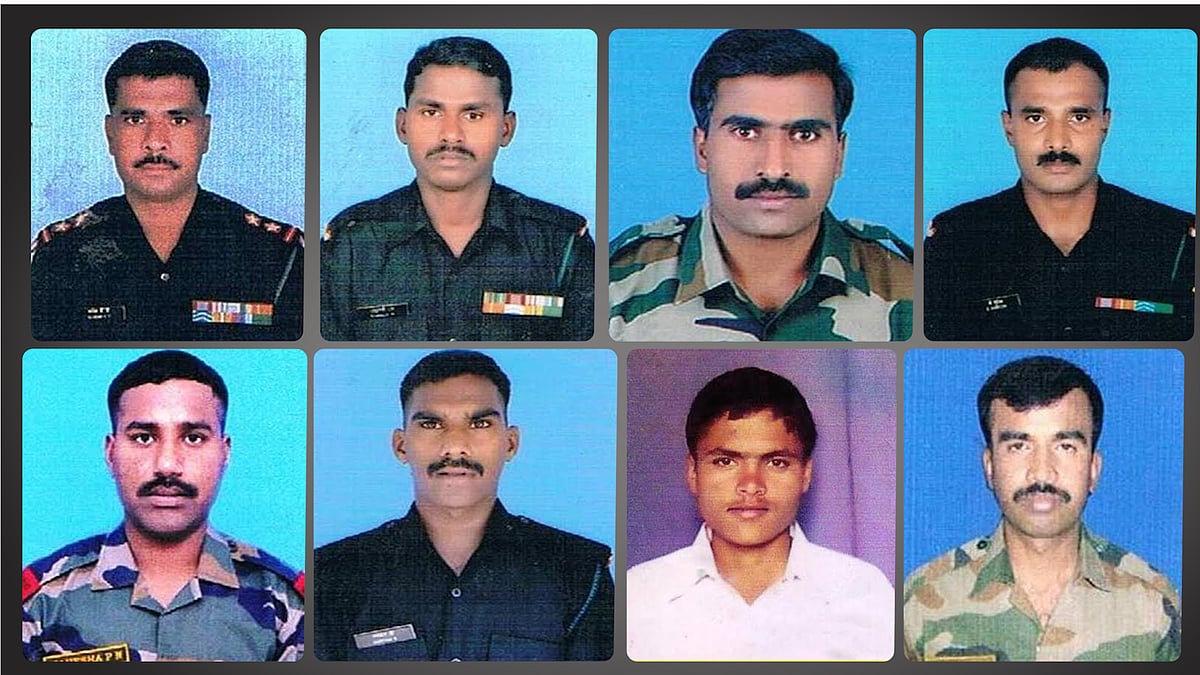 8 out of the 9 Siachen avalanche tragedy martyrs. (Photo: <b>The Quint</b>)