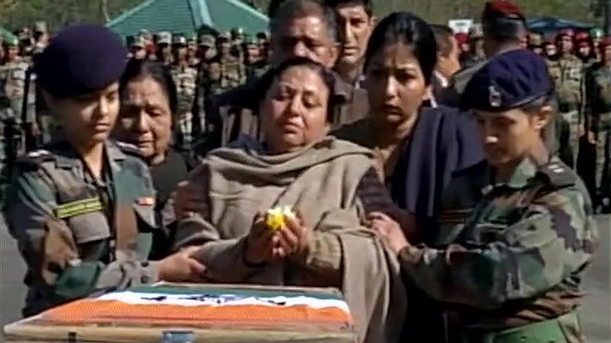 Captain Tushar Mahajan’s mother paid tribute to her son, martyred in the attack in Udhampur. (Photo: ANI)
