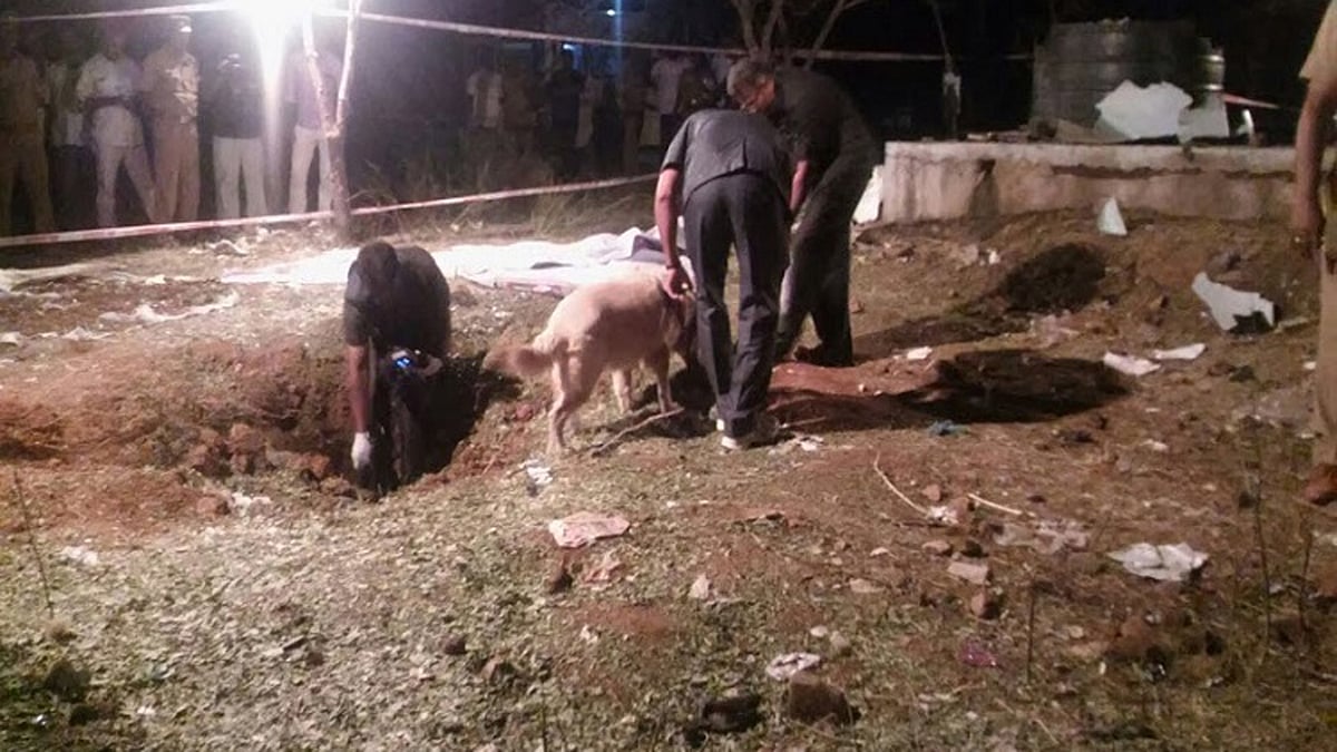 A five-foot-deep and two-foot-wide crater was reportedly formed due to the explosion.(Photo: The News Minute)