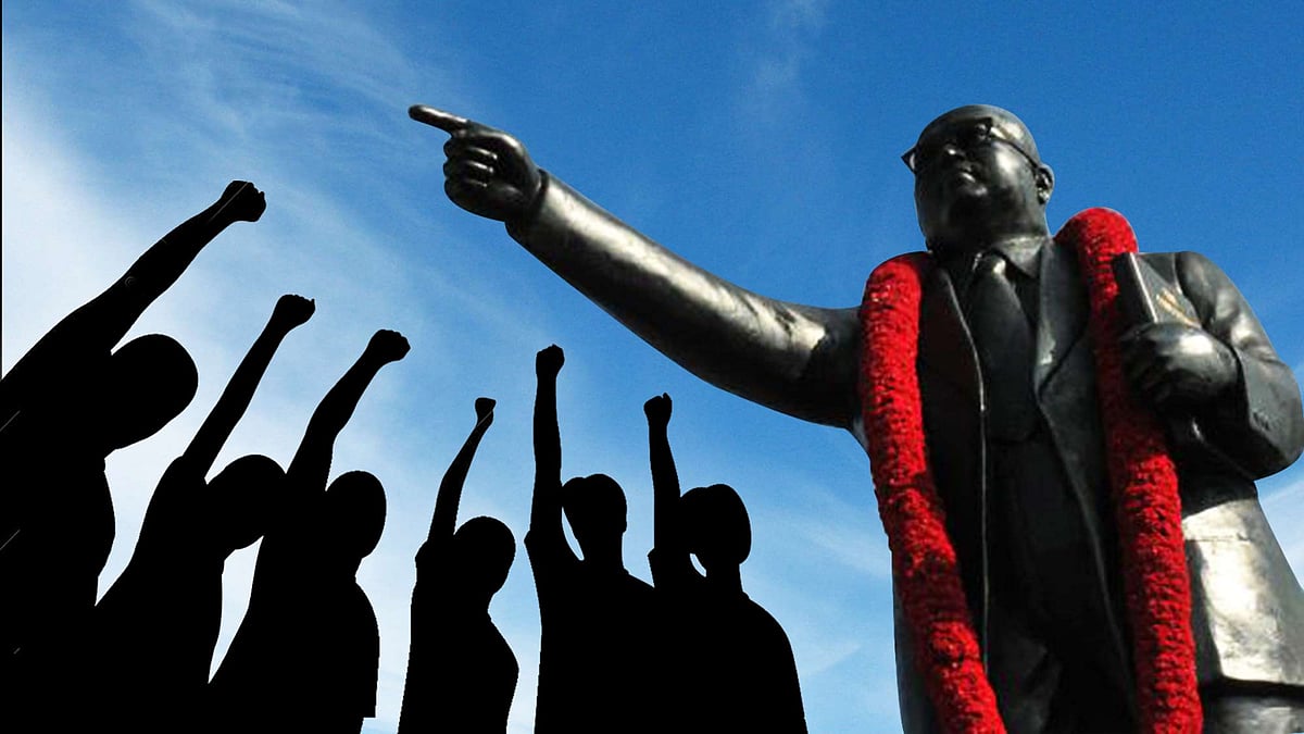 A file photo of Ambedkar’s statue. (Photo altered by <b>The Quint</b>)