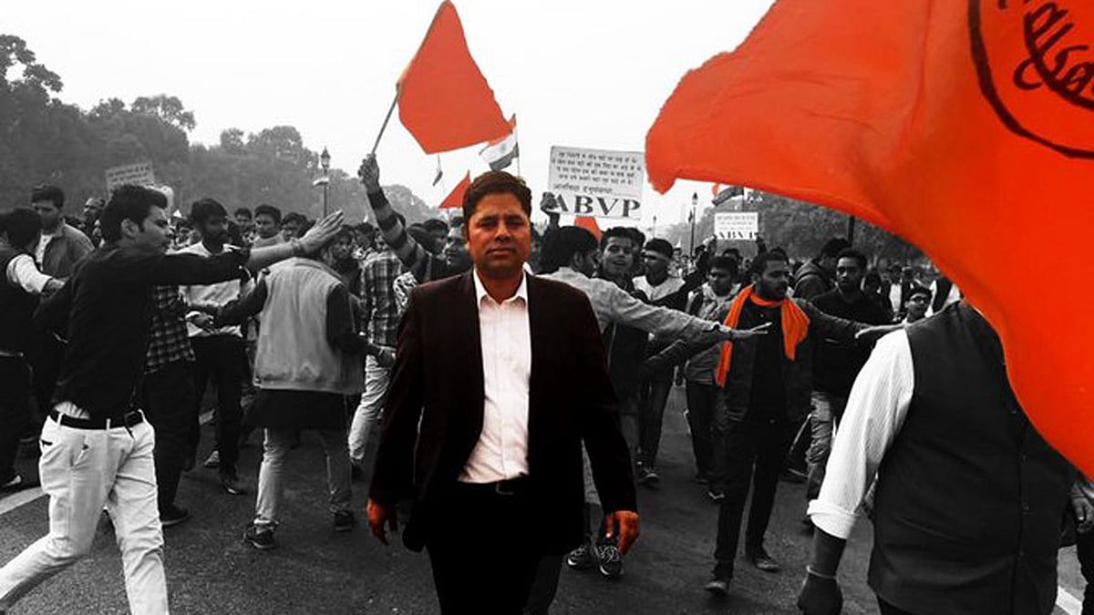 Vikram is a lawyer but prefers to be known as BJP’s party worker. (Photo: <b>The Quint</b>)