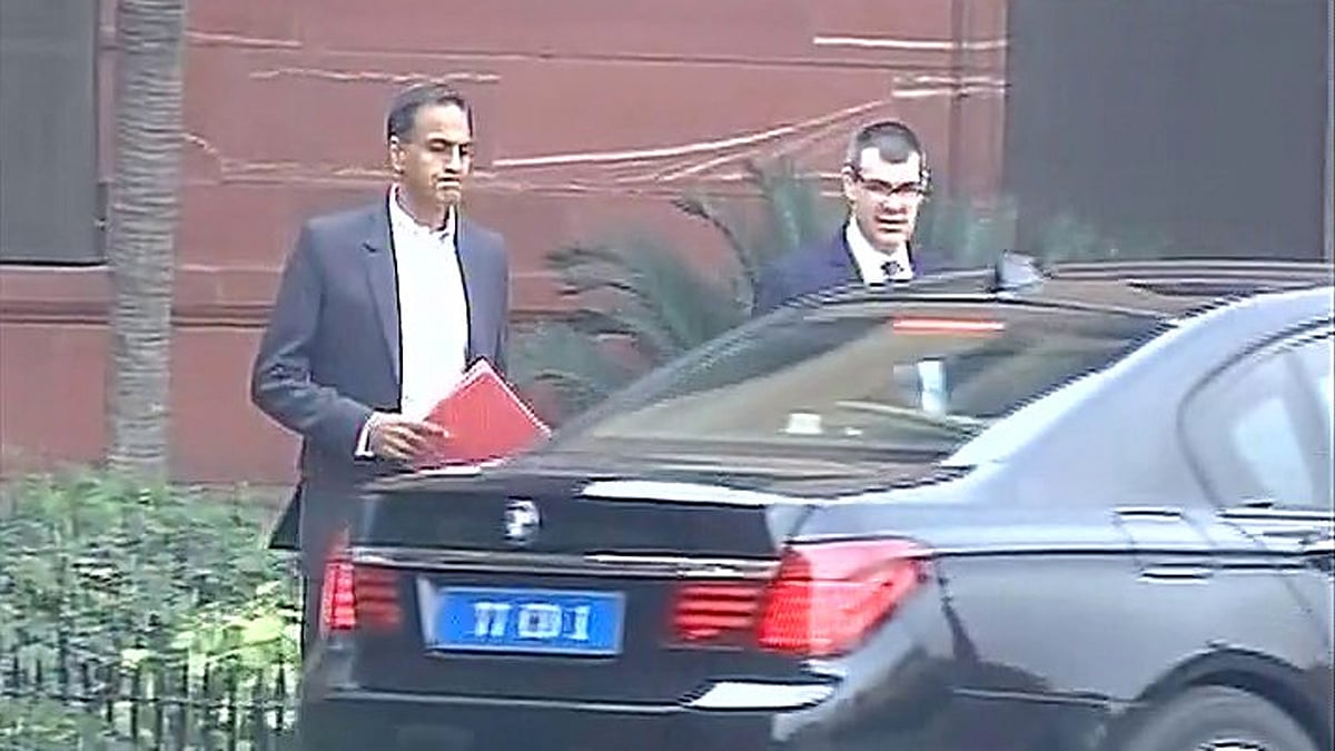 US Ambassador Richard Verma leaves South Block (Delhi) after being summoned by MEA. (Photo: ANI)
