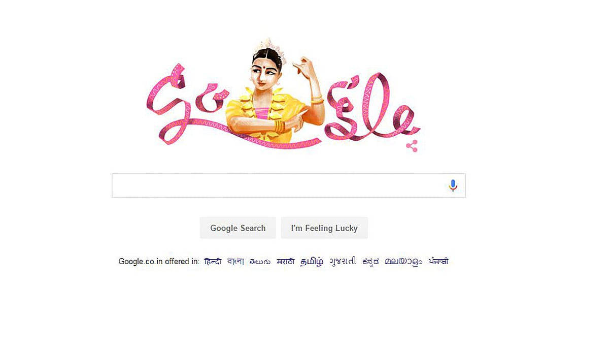 

Rukmini Devi Arundale is the Google Doodle for the day. (Photo: Google screen grab)