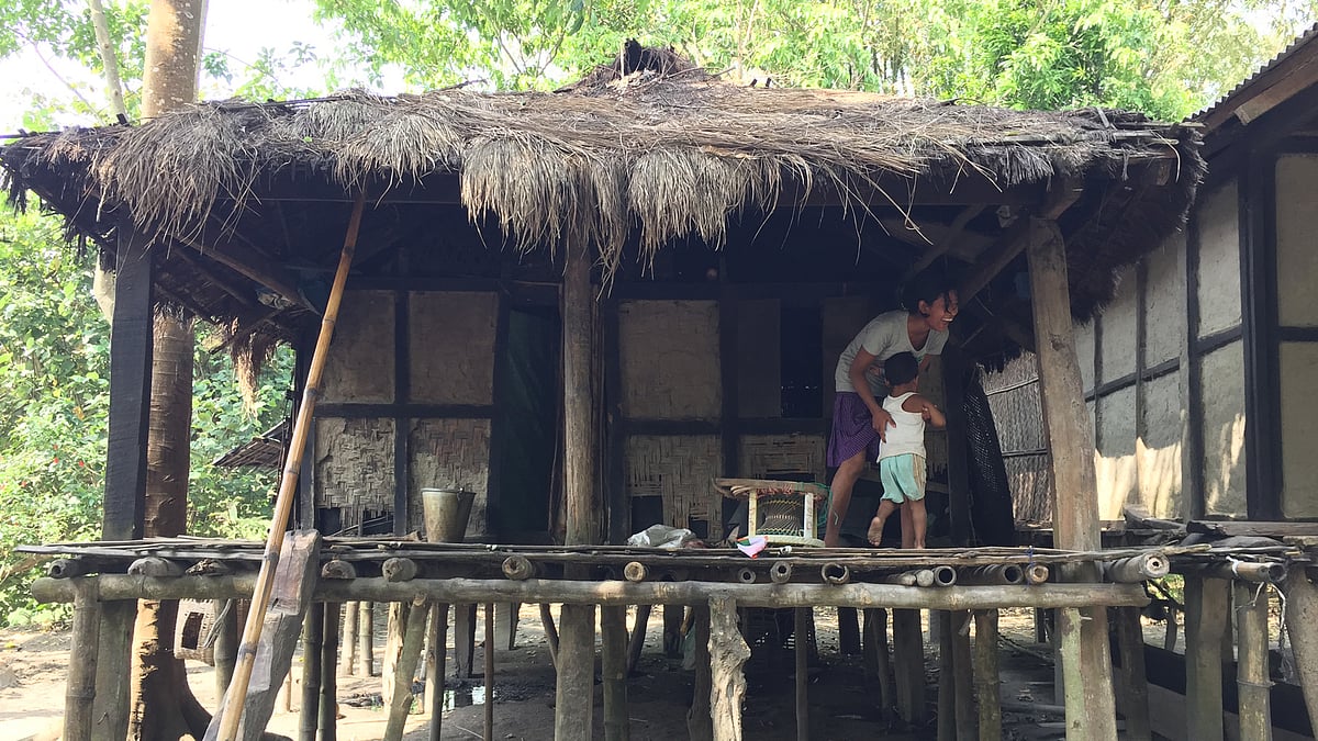 Wooden houses built on  concrete pillars to make sure the water level doesn’t cross the height of the pillars. (Photo: Tridip K Mandal)