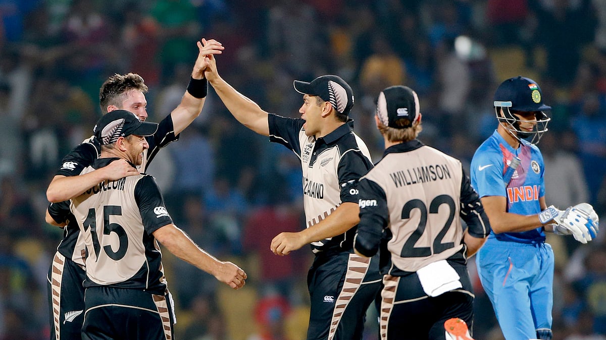 New Zealand celebrates after beating India in the first match of the WT20. (Photo: AP)