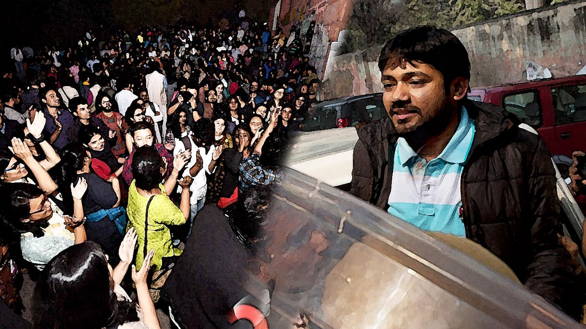 JNU Students’ Union President Kanhaiya Kumar gets bail. (Photo: AP/PTI, altered by <b>The Quint</b>)