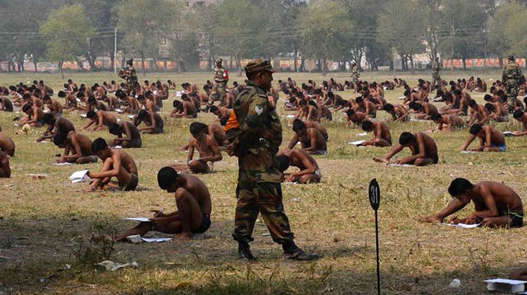 The candidates were made to strip down to their underwear for the exam. (Photo: Twitter)