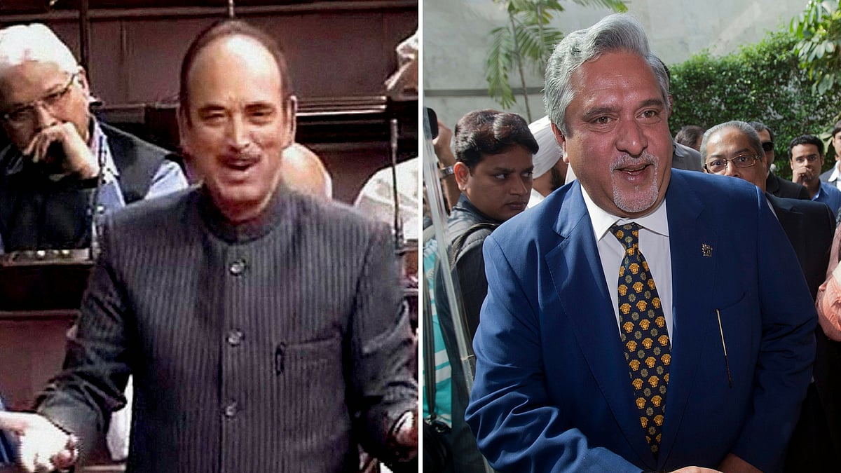 The leader of opposition in Rajya Sabha Ghulam Nabi Azad and Vijay Mallya. (Photo: PTI/Reuters)