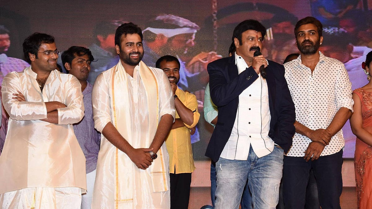 Actor-turned-politician Nandamuri Balakrishna at the audio release function of <i>Savitri</i>  where he made the comments. (Photo Courtesy: Facebook/<a href="https://www.facebook.com/media/set/?set=a.1108006115918253.1073741868.618961208156082&amp;type=3">Balakrishna</a>)