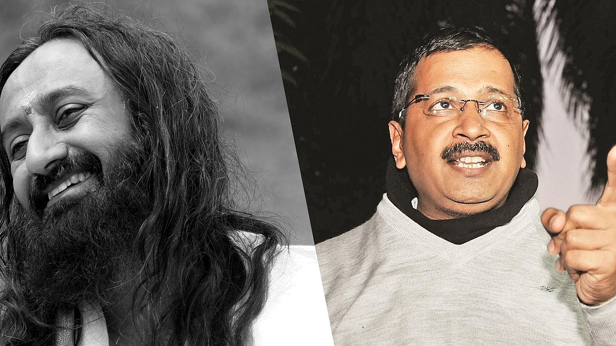 <div class="paragraphs"><p> Sri Sri Ravi Shankar (left) and Delhi Chief Minister Arvind Kejriwal. </p></div>