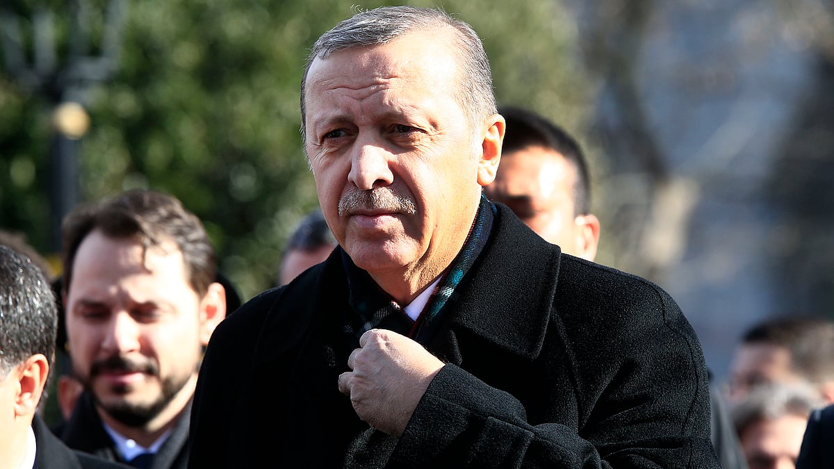 File photo: Turkey’s President Recep Tayyip Erdogan visits the site of Tuesday’s explosion, in the historic Sultanahmet district in Istanbul. (Photo: AP)