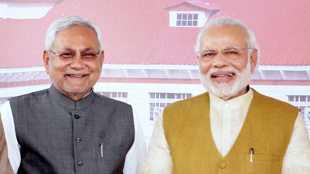 PM Modi shared the stage with Bihar Chief Minister Nitish Kumar, with whom he had traded barbs during the assembly polls last year.