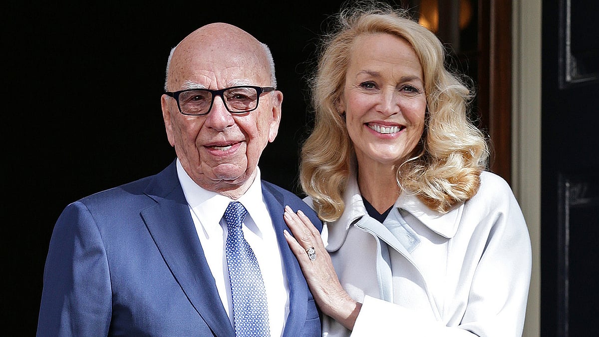 News Corp Executive Chairman Rupert Murdoch and Jerry Hall
leave Spencer House, London, after getting married on Friday. (Photo: AP) 