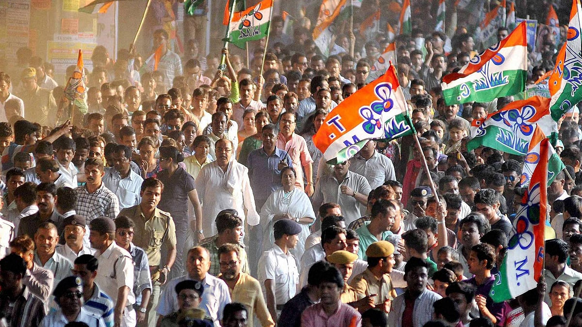 West Bengal Chief Minister and Trinamool Congress supremo Mamata Banerjee at a rally ahead of the upcoming State Assembly election in Kolkata&nbsp;(Photo: PTI)