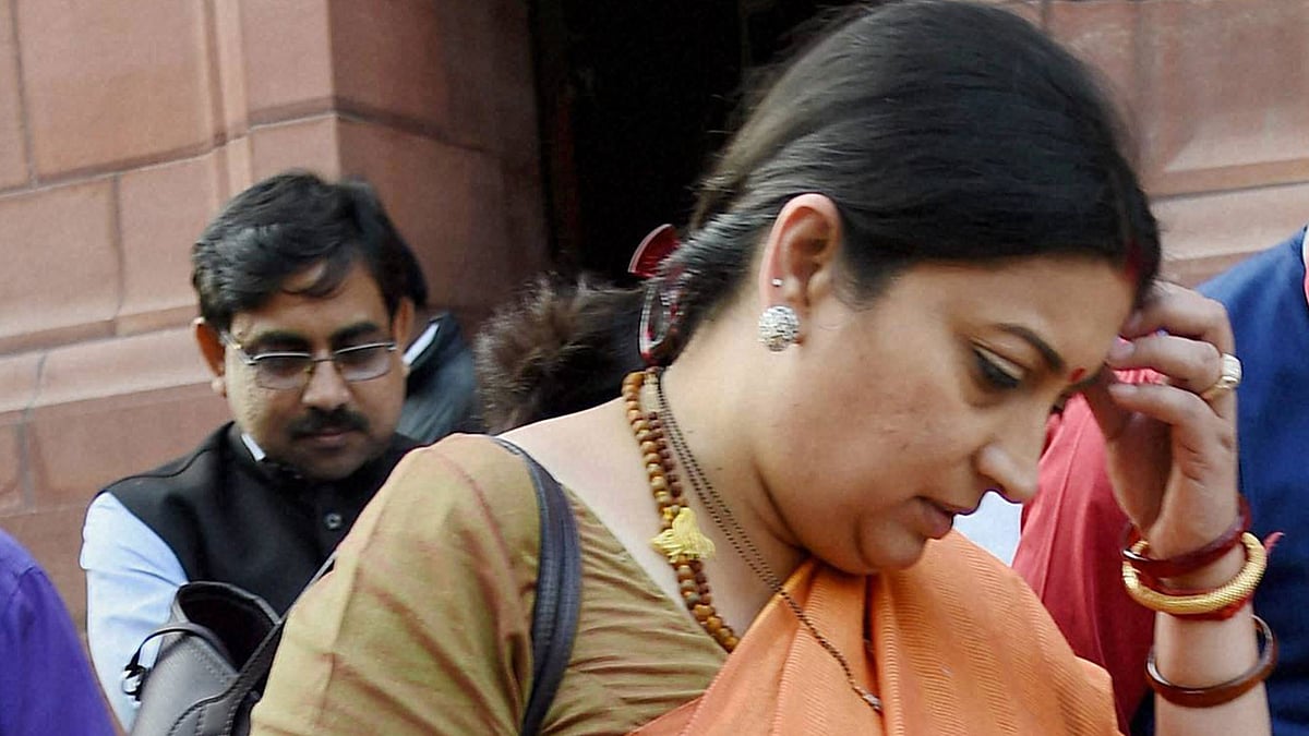 Smriti Irani escaped from minor injures after her car hit a vehicle from her cavalcade on Yamuna Expressway. (Photo: PTI)