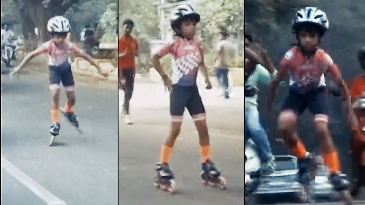 6-year-old K Darshini set a new record in skating in Coimbatore. (Photo: ANI screengrab)
