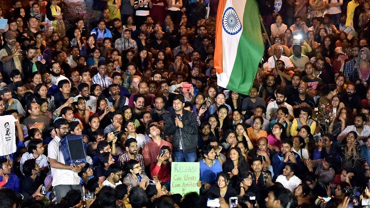 File photo: Kanhaiya Kumar speaking in JNU on 3 March 2016. (Photo: PTI)