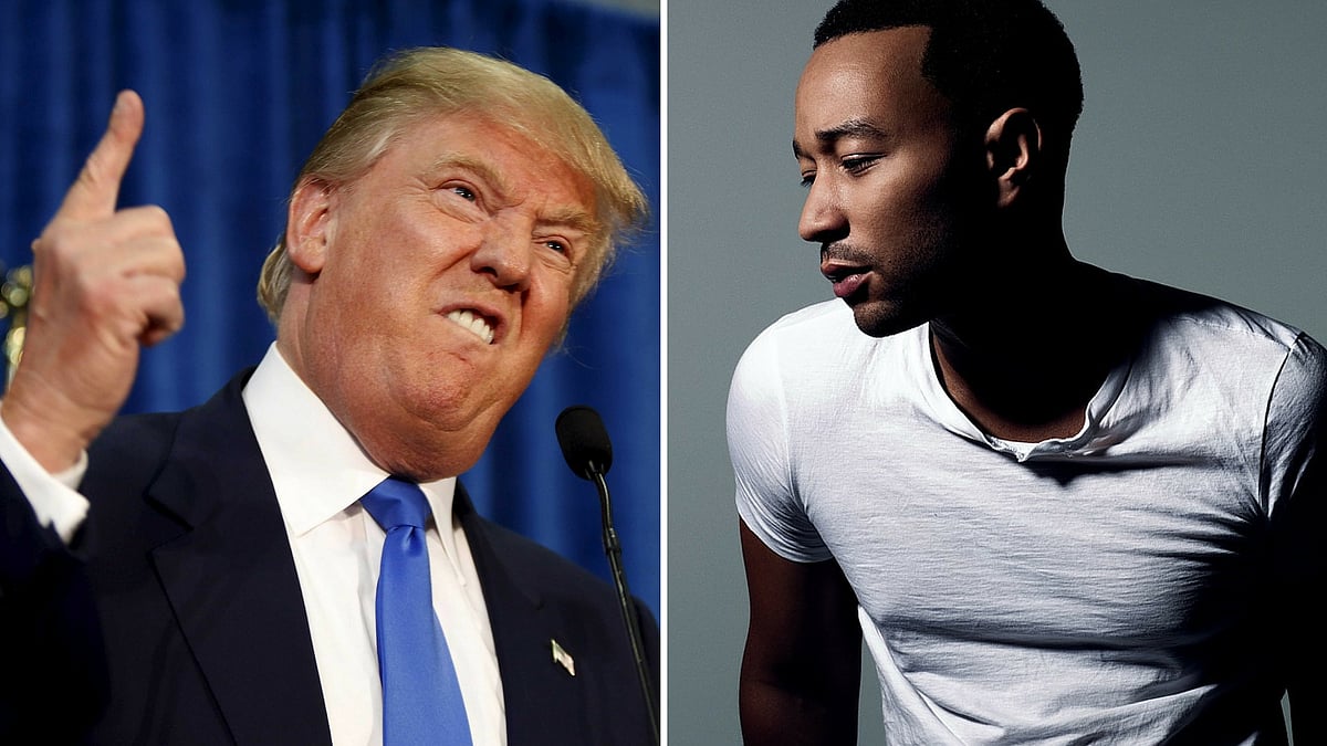 Donald Trump (L); Grammy Award winning singer John Legend. (Photo Courtesy: YouTube screengrab)