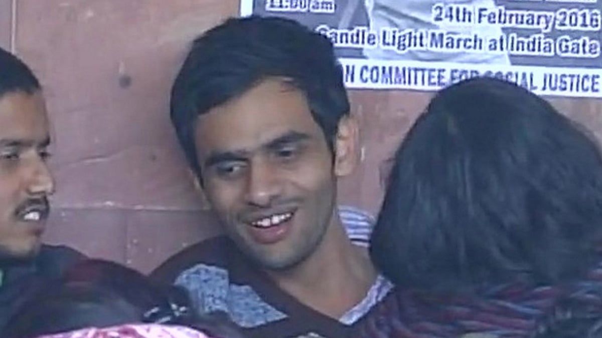 Umar Khalid and Anirban Bhattacharya granted bail by a Delhi court. (Photo Courtesy: ANI screengrab)