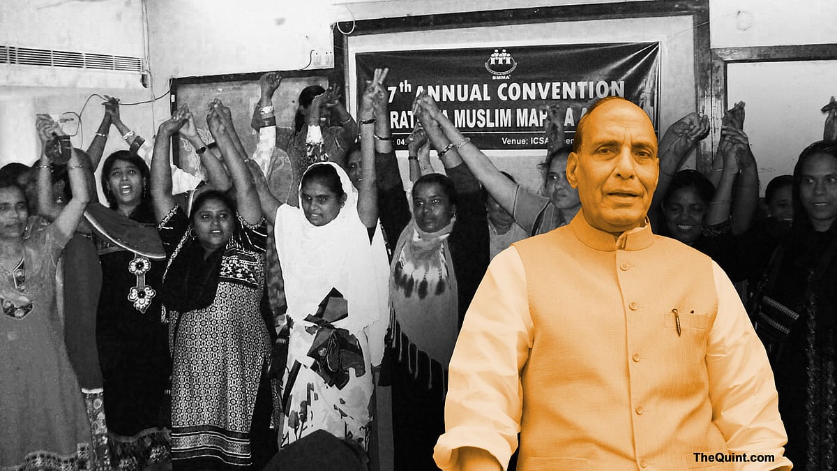 Home Minister Rajnath Singh met with Muslim leaders in February to discuss community responses to ISIS. So what’s the problem? (Photo Courtesy: Zakia Soman, altered by The Quint)