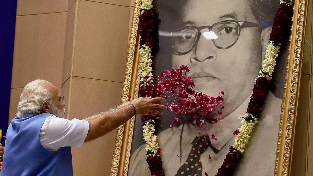 PM Modi paying tribute to Dr BR Ambedkar. (Photo: PTI)