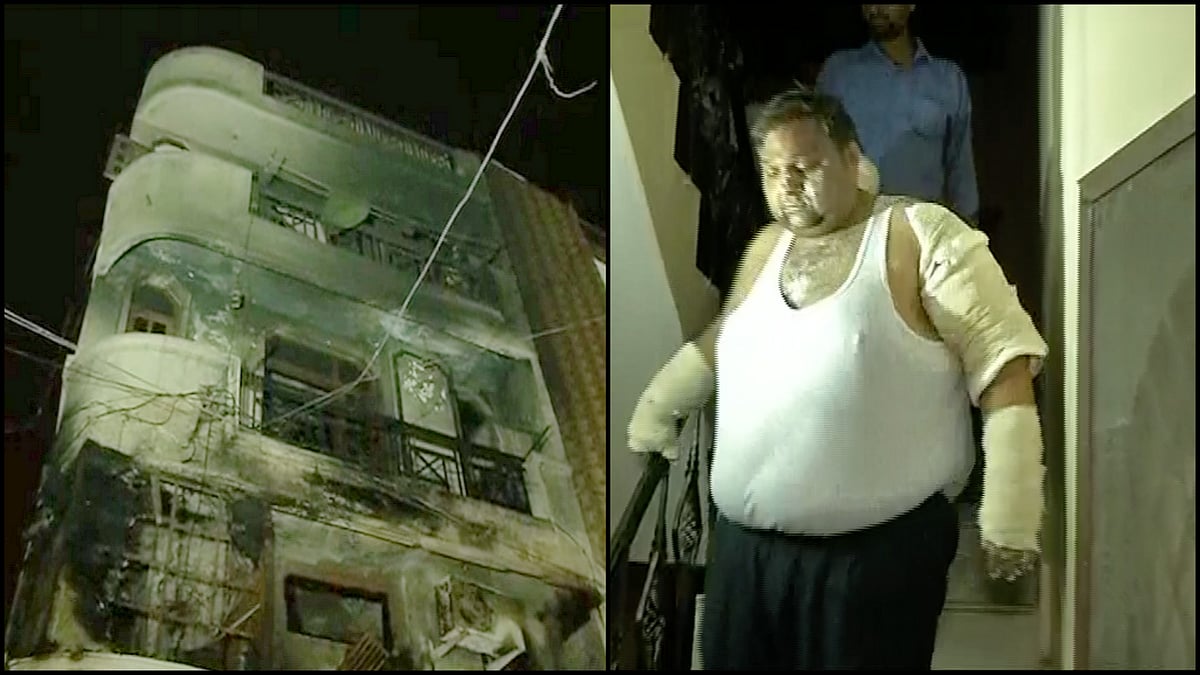 Walls of the house in which the cylinder exploded and the one opposite it, both collapsed under the impact of the explosion. (Photo: ANI)