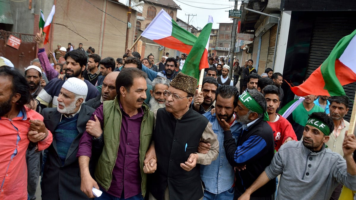 Members of the JKLF protest the Handwara shootings in Srinagar. (Photo: IANS)