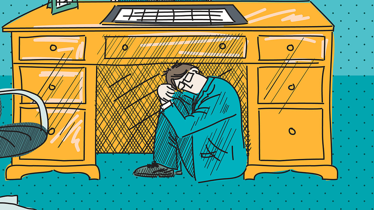 Empty office, blank screen and then EARTHQUAKE – perfect antidote to writer’s block. (Photo: iStockphotos)