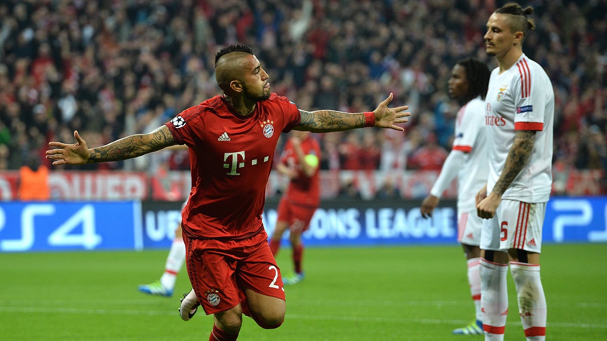 Arturo Vidal celebrates after scoring the only goal of the match. (Photo: AP) 