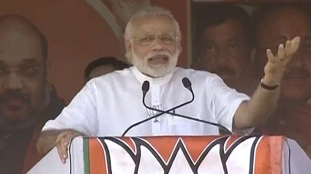 PM Modi addresses a rally in Krishnanagar. (Photo: ANI Screengrab)
