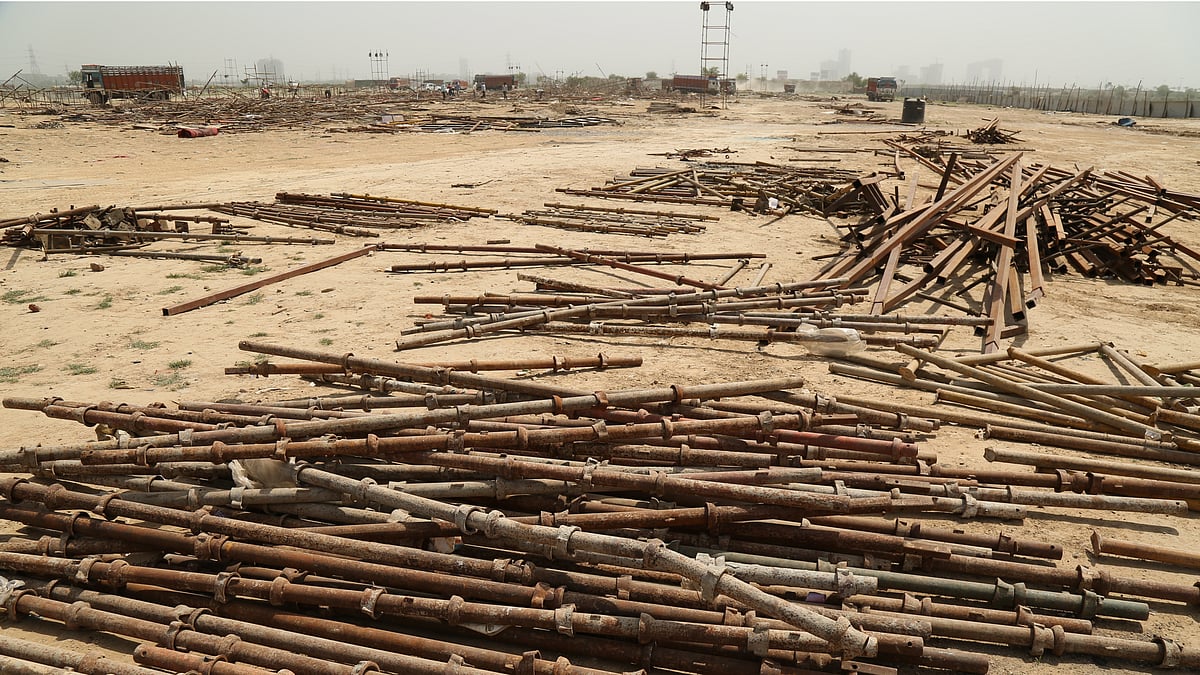 Metal rods that made up the World Culture Festival stage. (Photo: Siddharth Safaya)