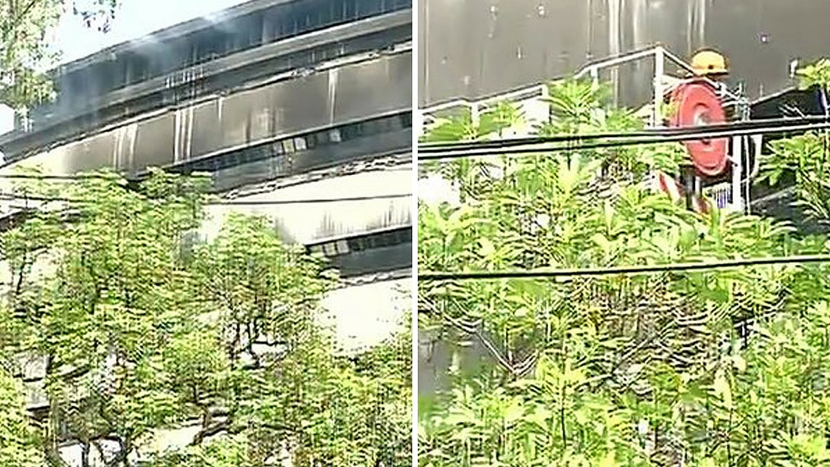 Cooling operations underway at Natural History Museum (Delhi) after a massive fire broke out last night.(Photo: ANI)
