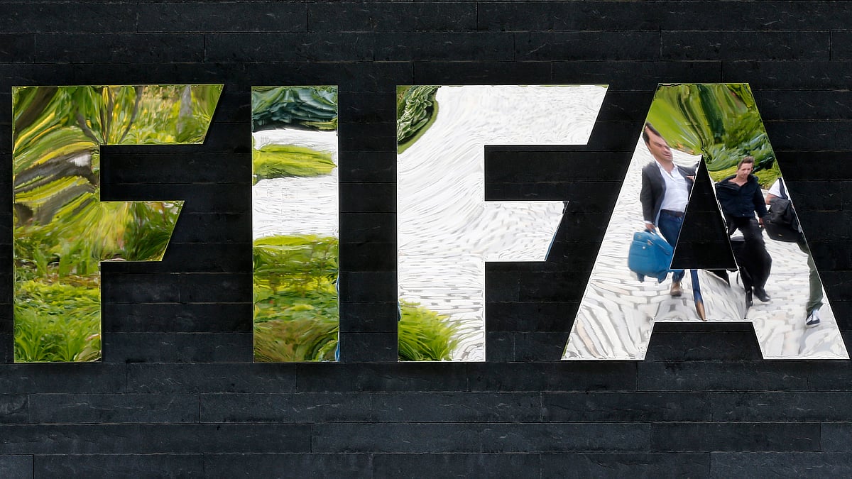 The FIFA logo at FIFA’s headquarters in Zurich, Switzerland. (Photo; AP)